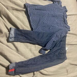 Carter's Blue and Gray Striped Outfit